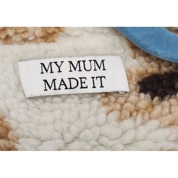 My Mum Made It Teddy Bear Sherpa Jacket Beige Brown Plush Fleece Coat Oversized - Picture 14 of 16
